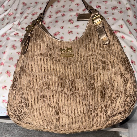 Coach VINTAGE Textured Brown Hobo Bag - Picture 1 of 5